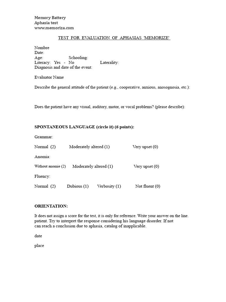 Picture Description Task for Adults | PDF | Aphasia | Neuroscience