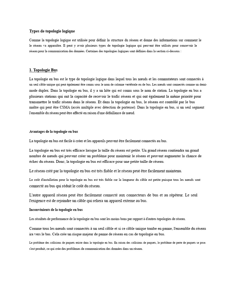 Types de topologies logiques réseau | PDF | Topologie de réseau ...