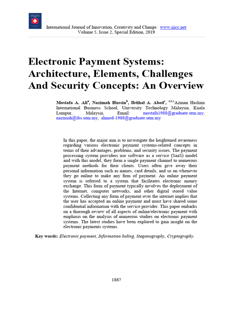 Overview of Electronic Payment Systems | PDF | Key (Cryptography ...