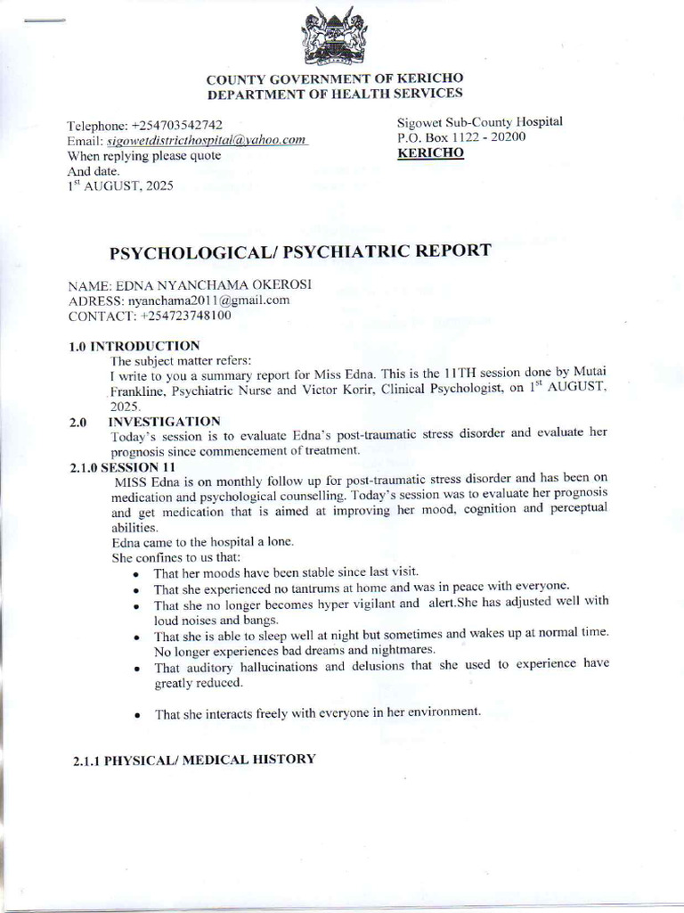 Psychological Report August20250801 - 11420084 | PDF