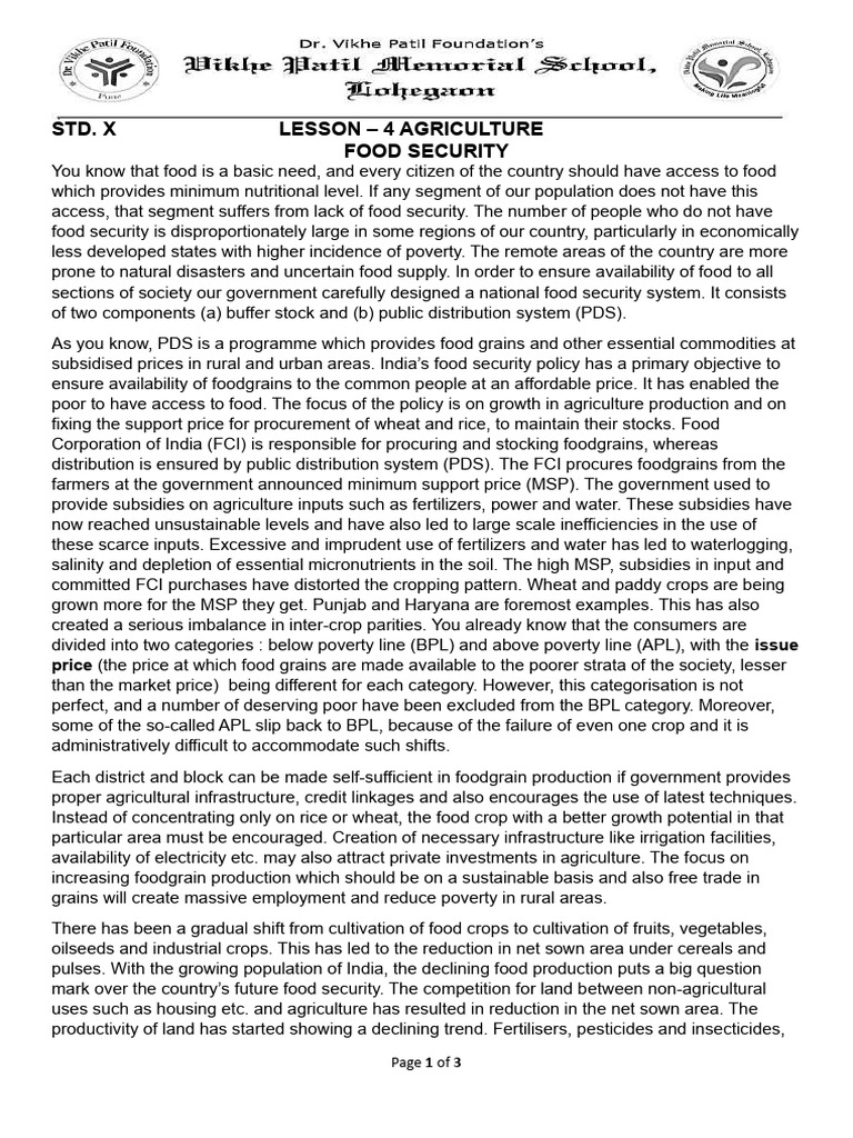 Ensuring Food Security in India | PDF | Agriculture | Food Security