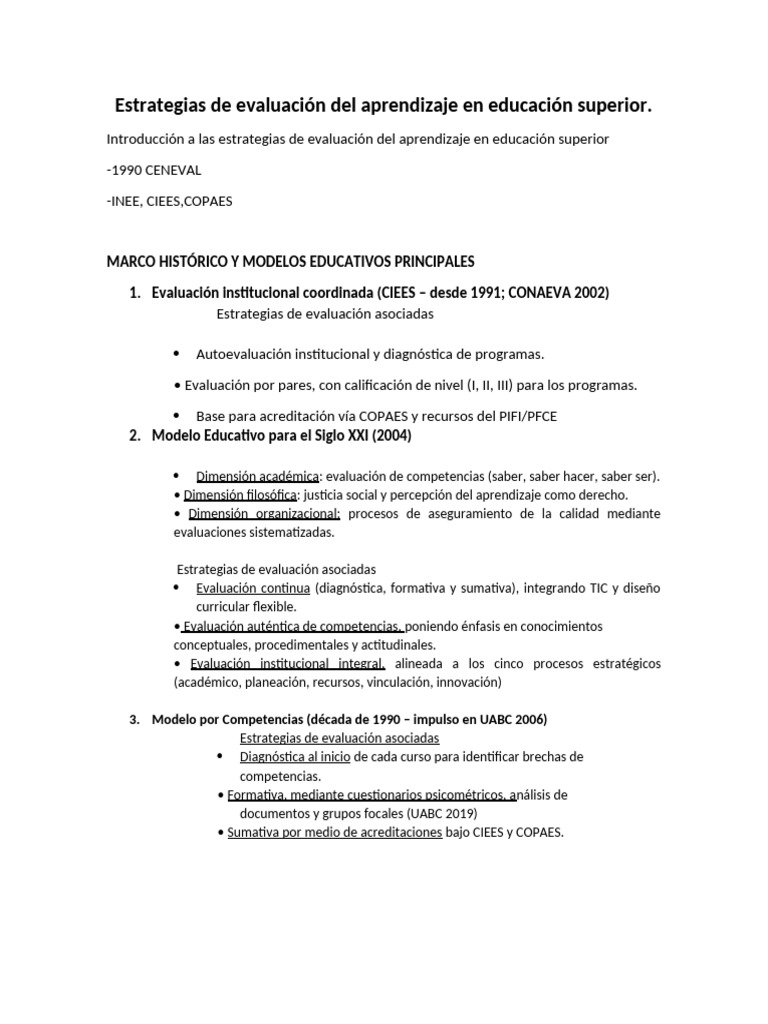 Estrategias de Evaluación en Educación Superior | PDF | Aprendizaje ...