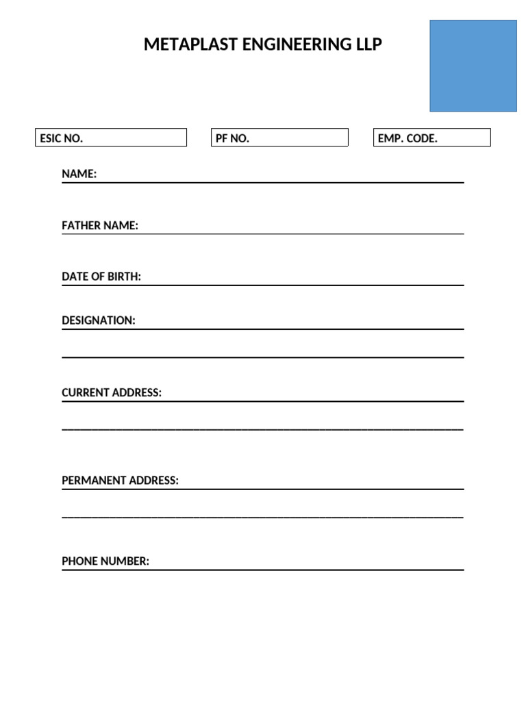 Emp File Front Page | PDF