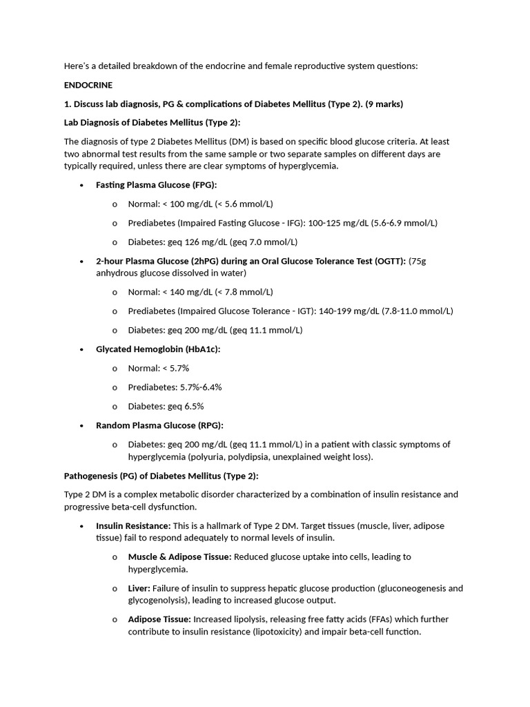 Diabetes Mellitus: Diagnosis and Complications | PDF | Ovarian Cancer ...