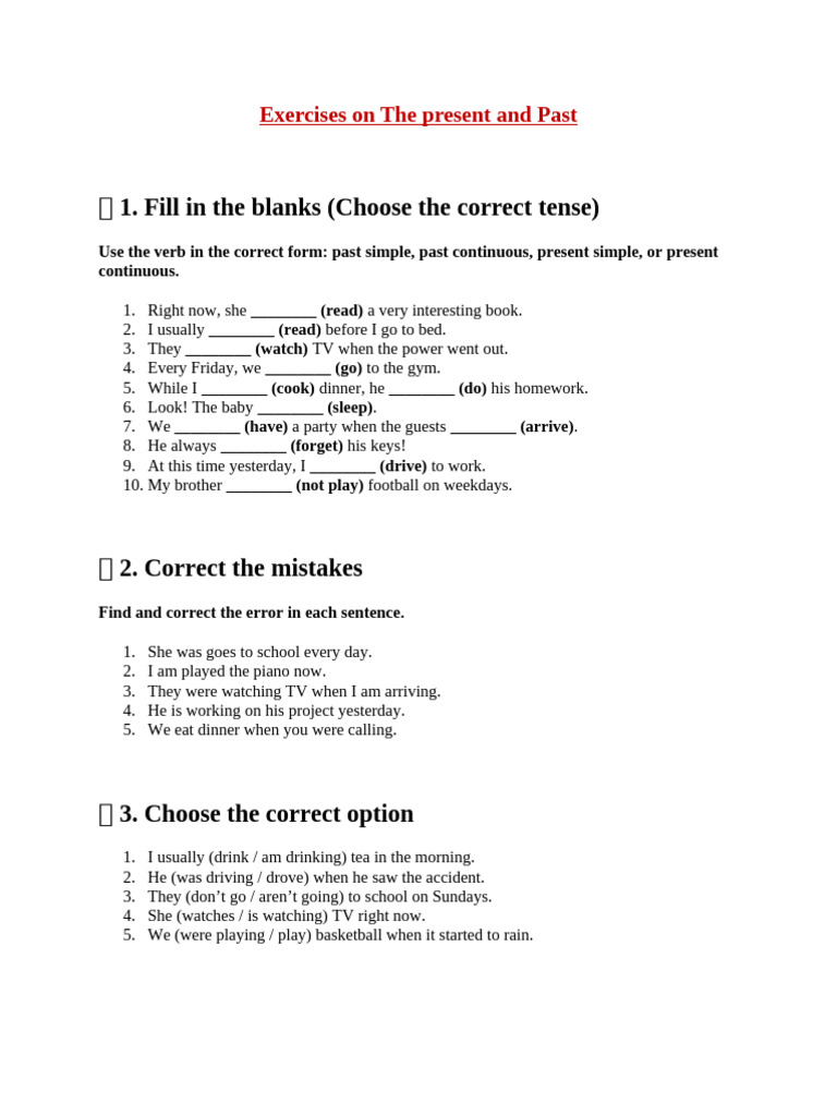 Tenses Practice Exercises for English Learners | PDF | Chess | Chess Theory