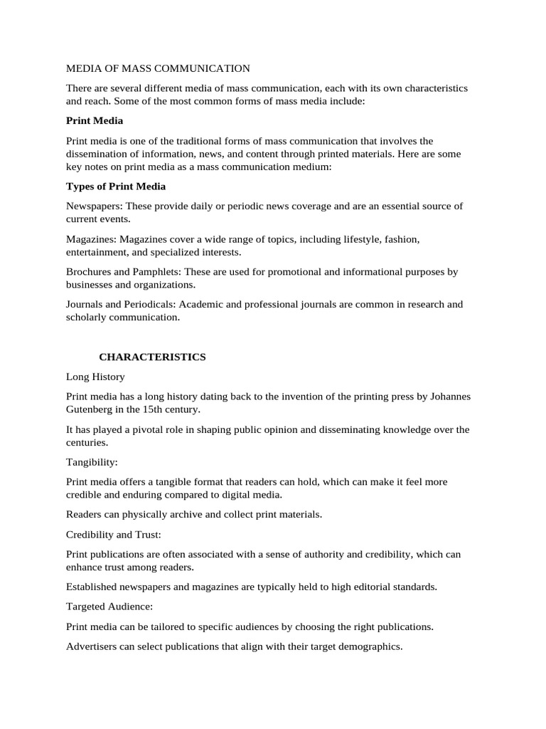 Types of Mass Communication Media | PDF | Mass Media | News