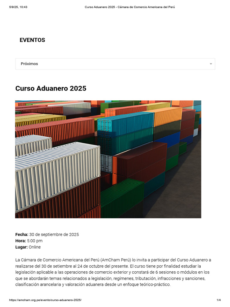 Curso Aduanero Online 2025 AmCham Perú | PDF | aduana | Exportaciones