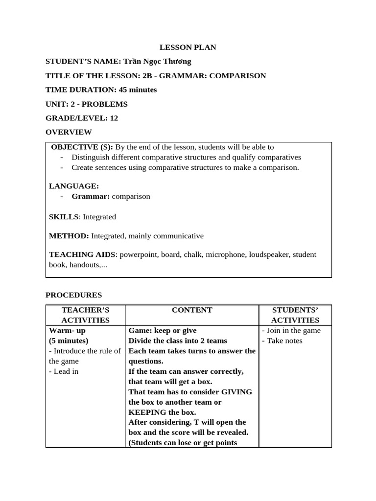 12th Grade Grammar: Comparison Lesson | PDF | Linguistics | Language ...