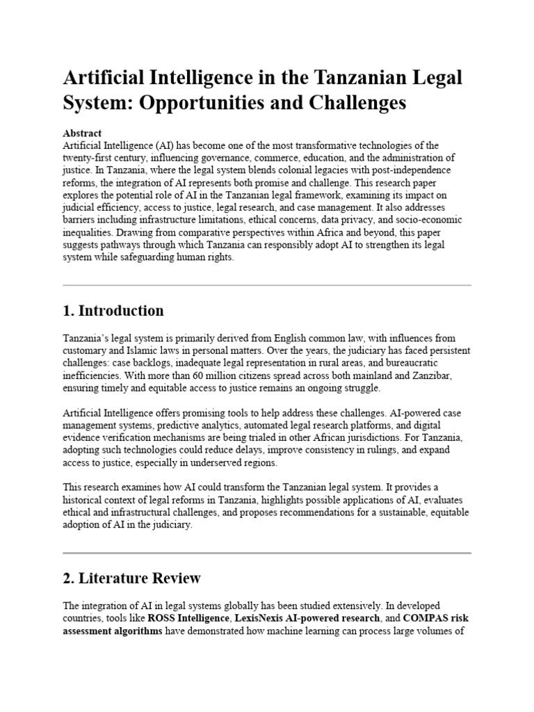 AI's Impact on Tanzania's Legal System | PDF | Artificial Intelligence ...