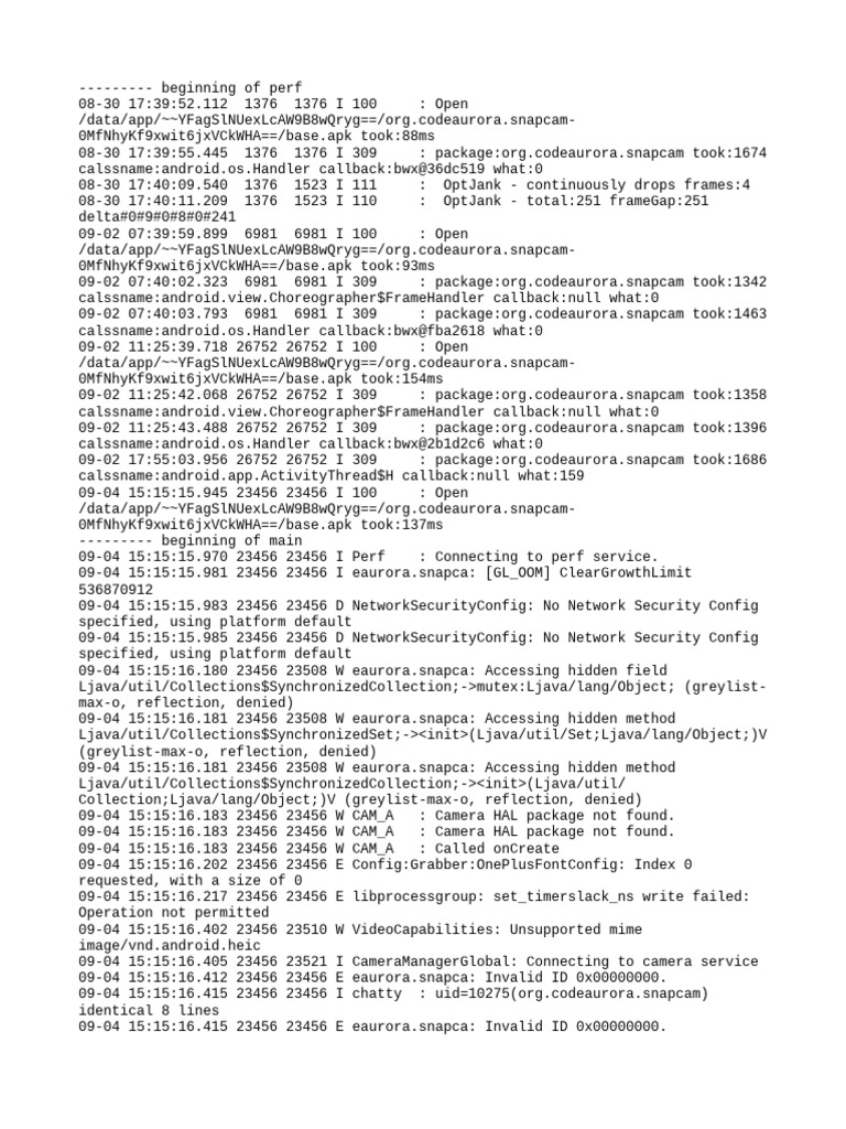 Snapcam Performance Log Analysis | PDF | Computer Science | Computing