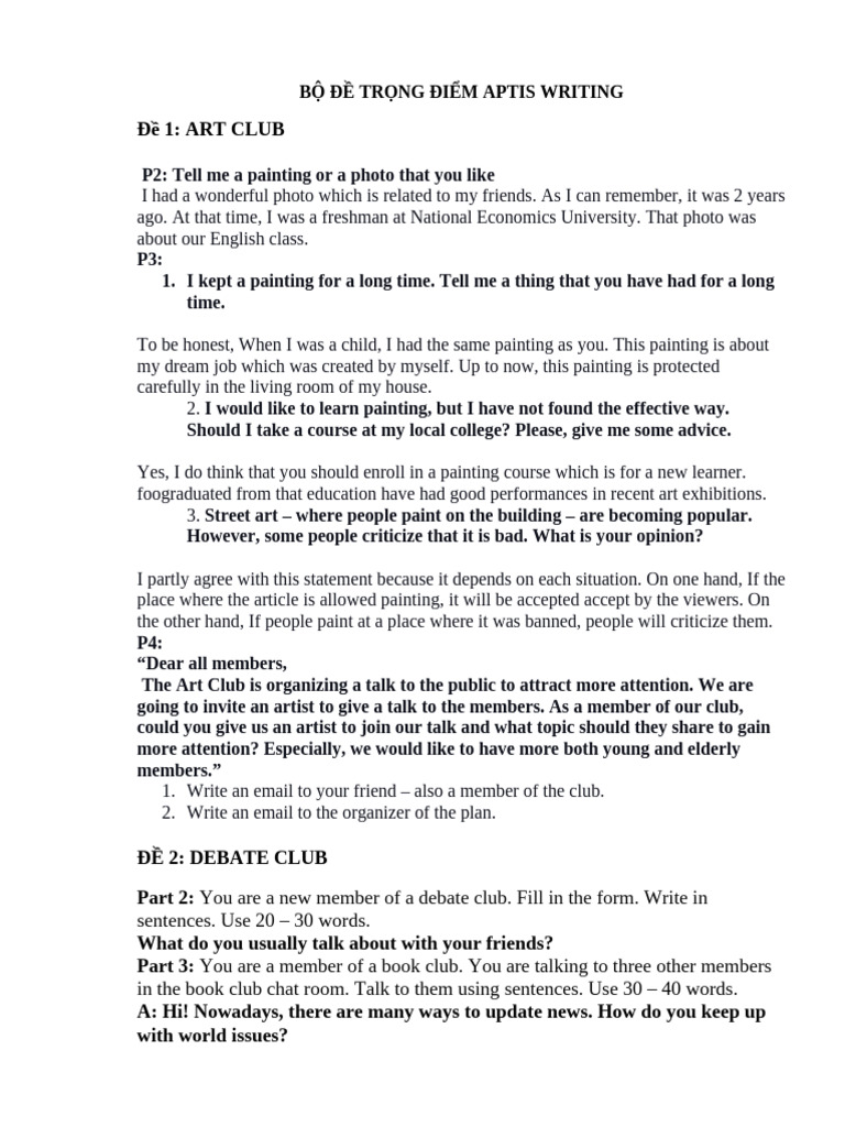 APTIS Writing Practice Tests Collection | PDF
