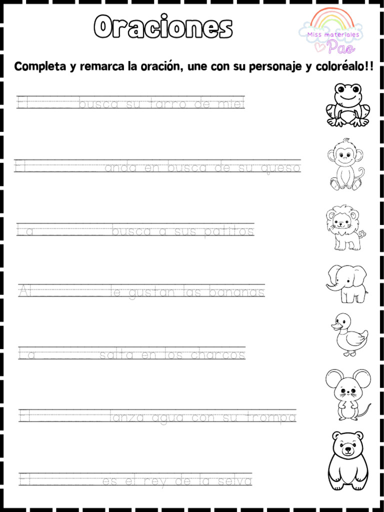 Completando y Remarcado Oraciones | PDF