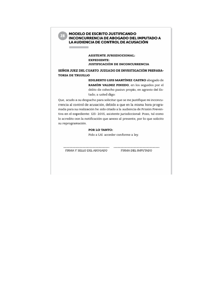 Modelo de Escrito Justificando | PDF