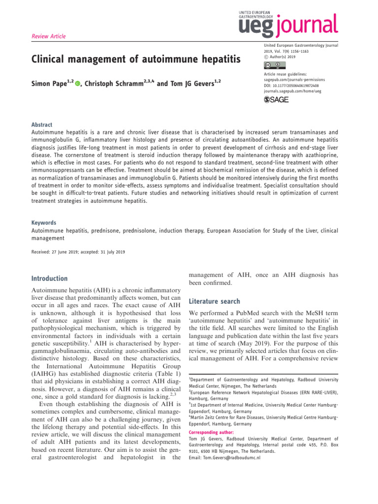 UEG Clinical Management of Autoimmune Hepatitis 2021 | PDF | Hepatitis ...