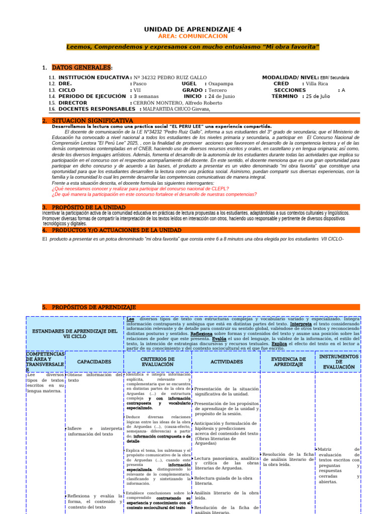 Unidad de Aprendizaje 1 | PDF | Aprendizaje | Enseñando