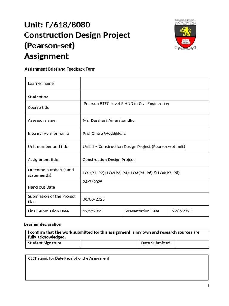 Construction Design Project Assignment - 2025 (2) - CIVIL | PDF ...