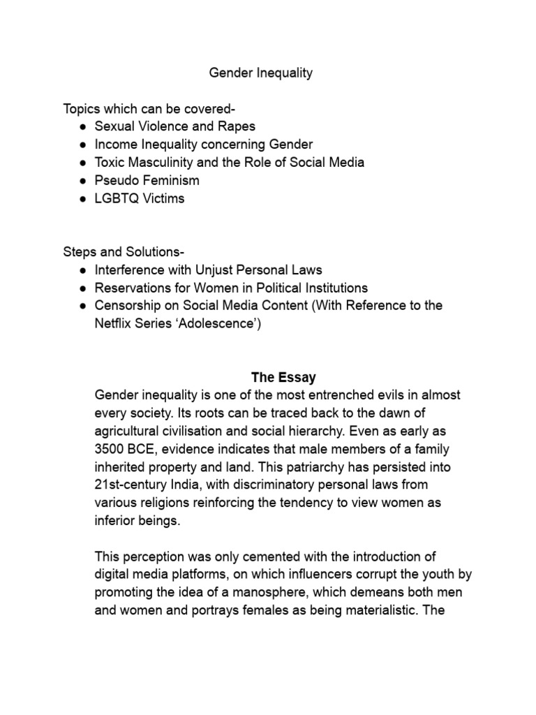 Addressing Gender Inequality Issues | PDF