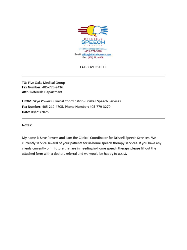 FAX COVER SHEET - Referral | PDF