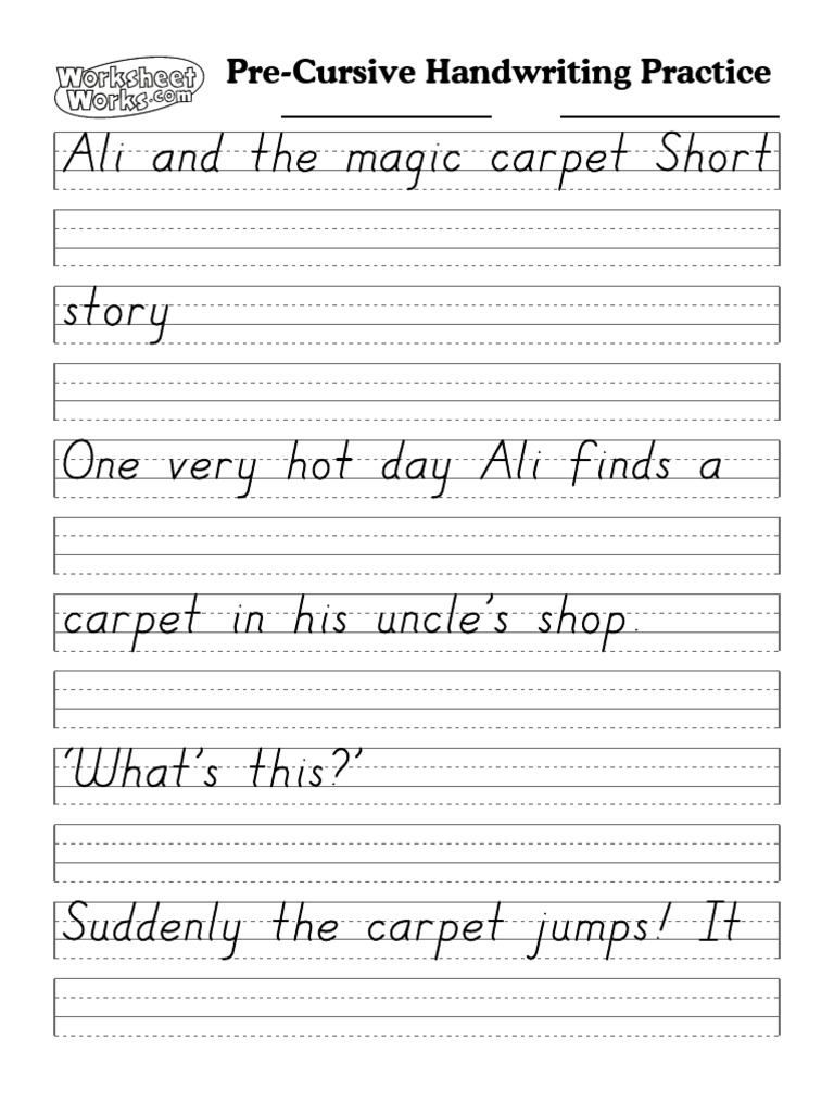 Pre-Cursive Handwriting Worksheet | PDF