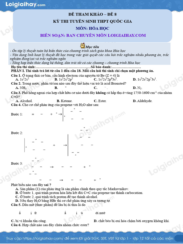De Tham Khao Thi THPT Mon Hoa de So 8 Hay Chi Tiet 1741158193 | PDF