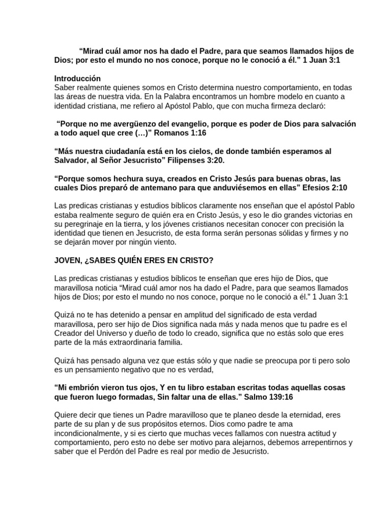 Identidad Cristiana: Eres Hijo de Dios | PDF | Cristo (título) | Jesús