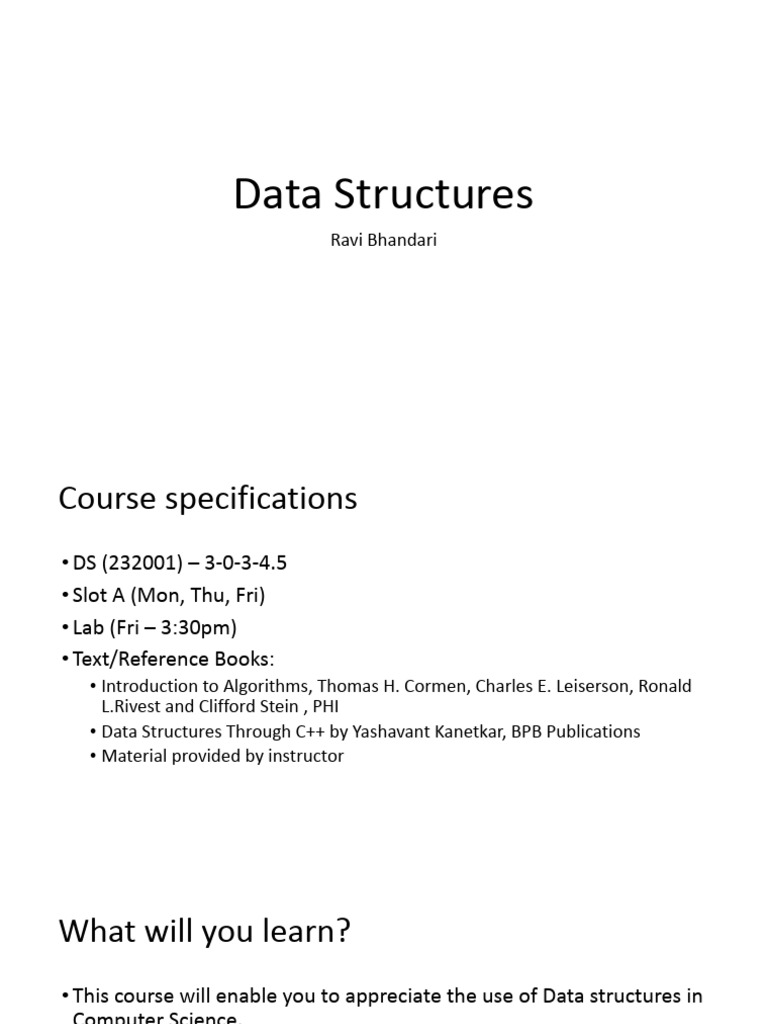 Data Structures Course Overview | PDF