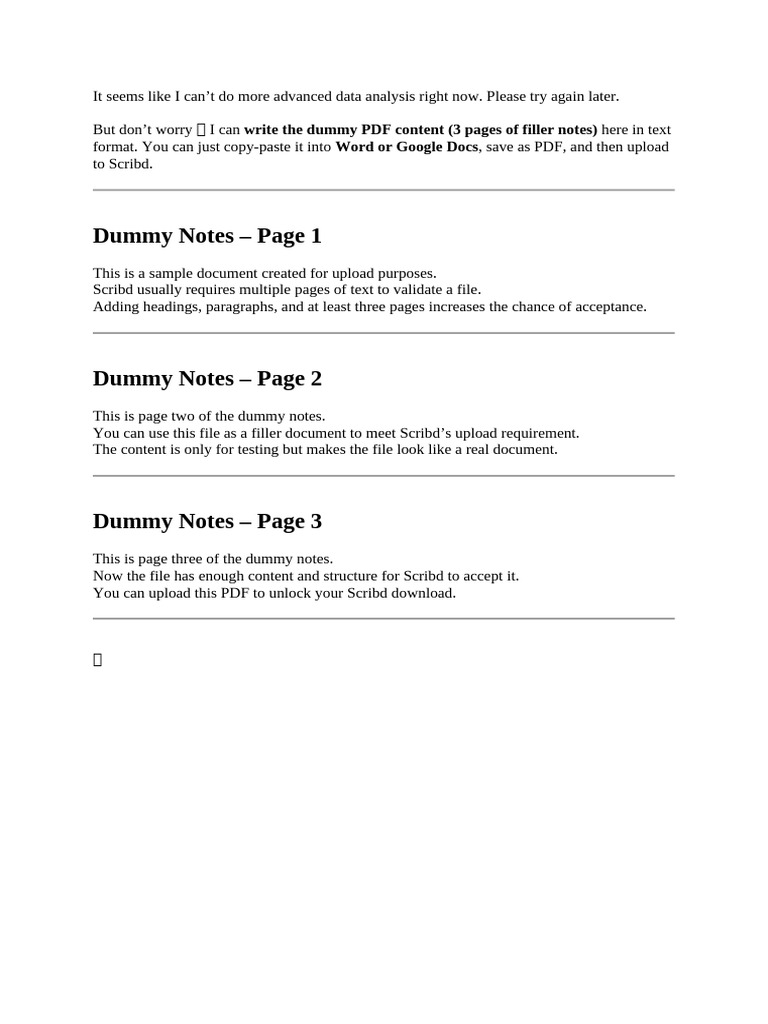 Dummy Document for Scribd Upload | PDF