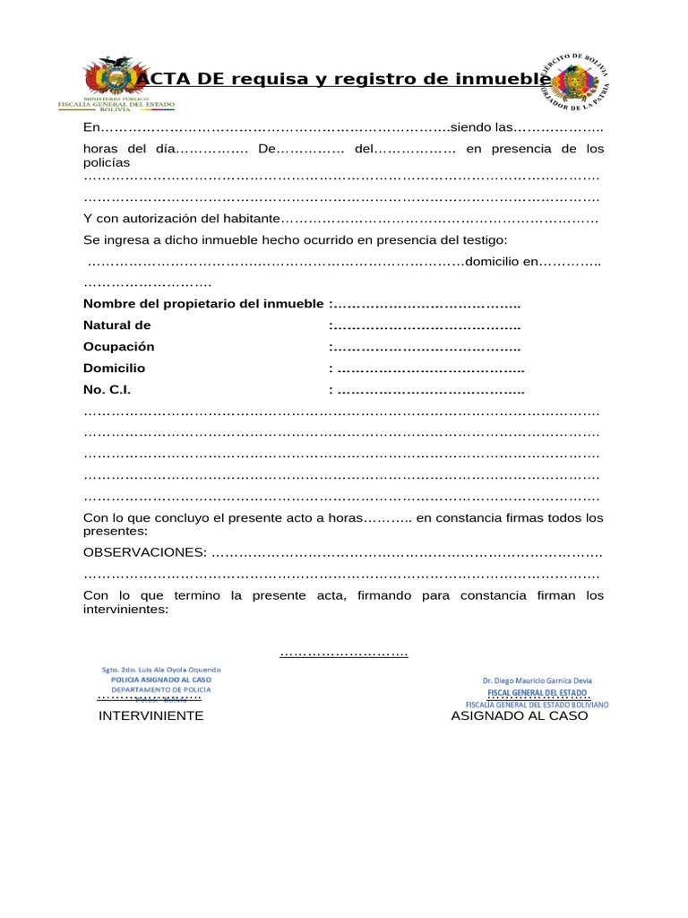 Acta de Requisa y Registro Inmueble | PDF
