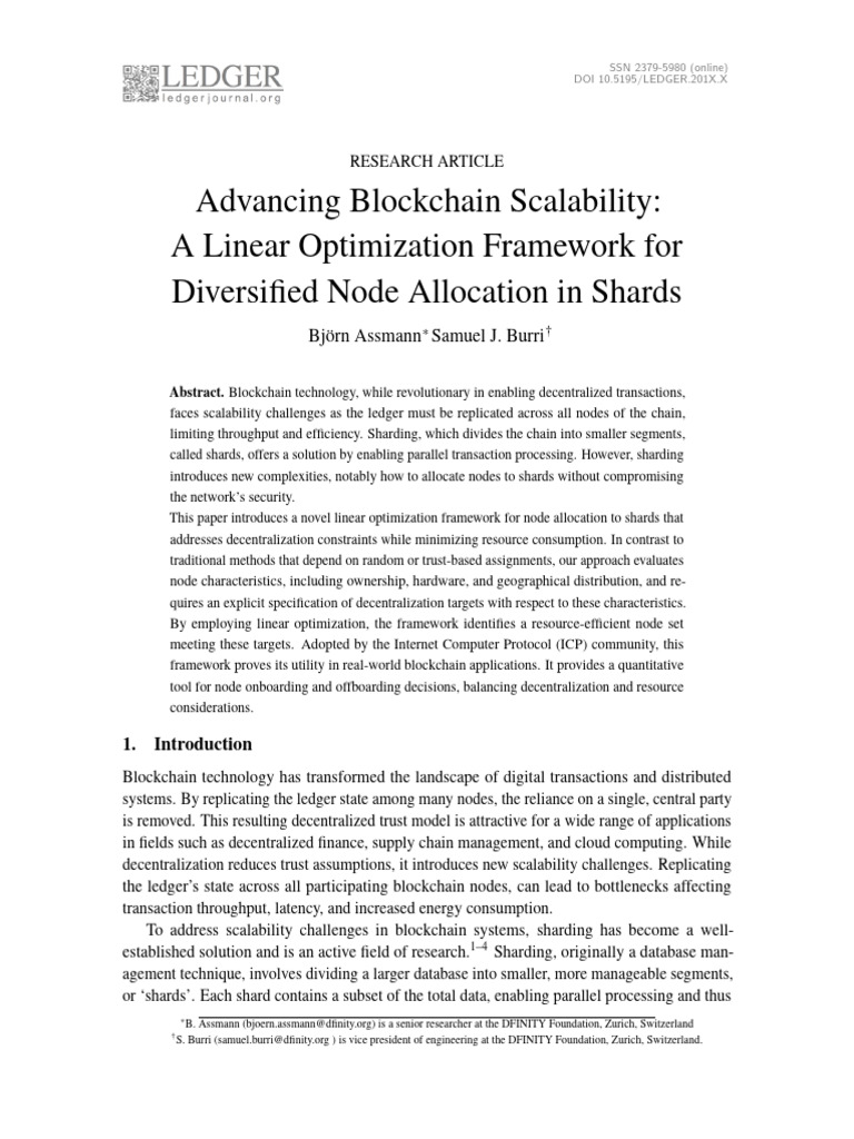 Advancing Blockchain Scalability - A Linear Optimization Framework For ...