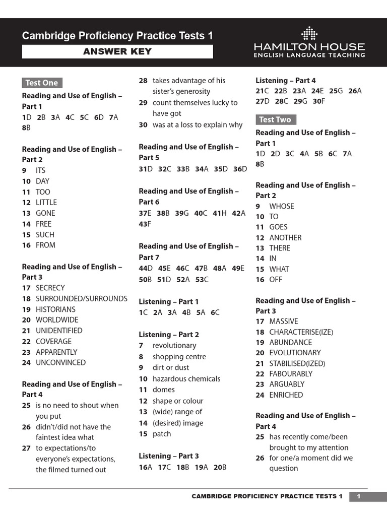 Cambridge Proficiency Practice Tests 1 | PDF