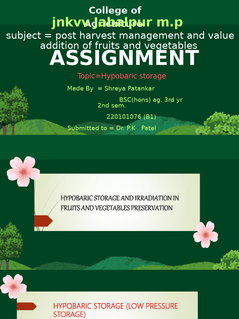 Hypobaric Storage in Post-Harvest Management | PDF