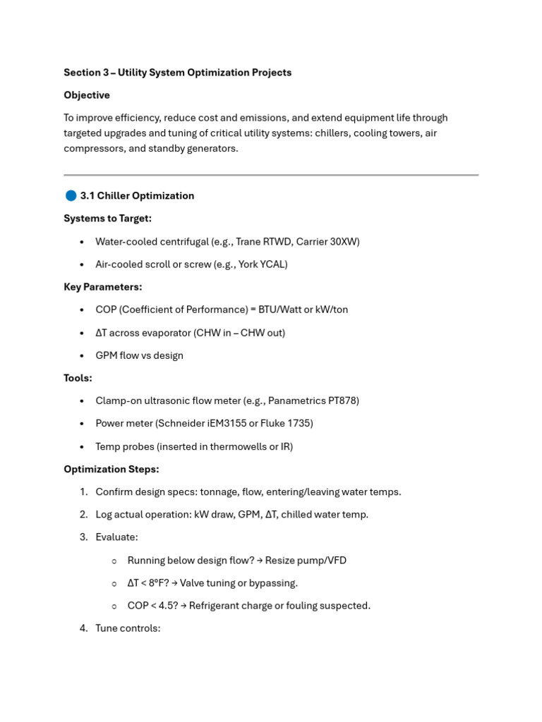 Section 3 - Utility System Optimization Projects Objective | PDF ...