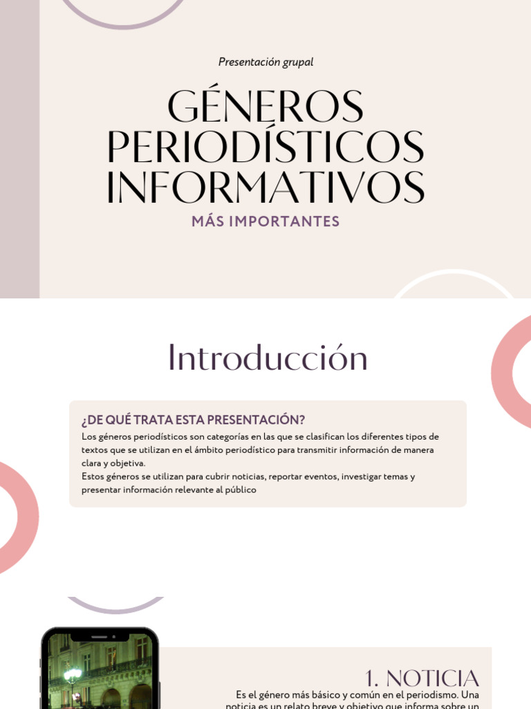 Géneros Periodísticos Informativos | PDF | Comunicación humana ...