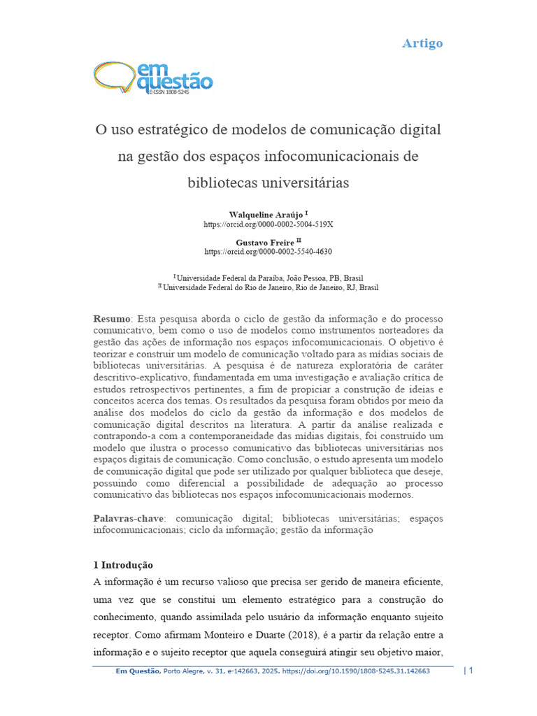 Modelos de Comunicação Digital em Bibliotecas | PDF | Comunicação ...