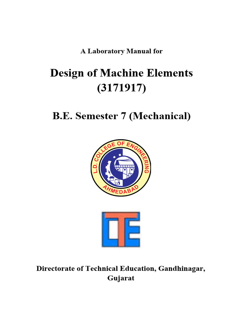 Lab Manual for Machine Design 3171917 | PDF | Gear | Mechanical Engineering