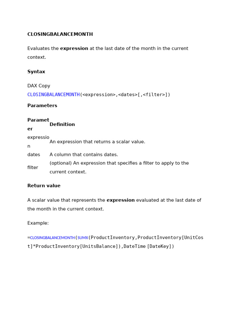 DAX Date Functions and Syntax Guide | PDF | Parameter (Computer ...