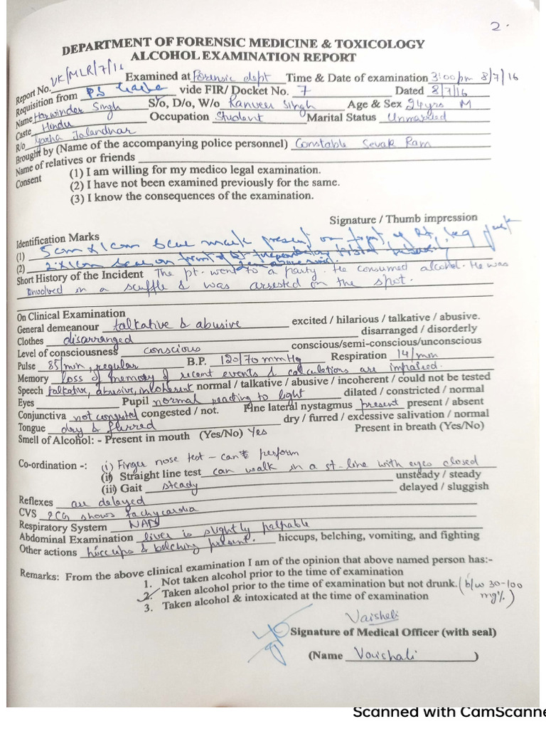 Alcohol Examination Report-1 | PDF