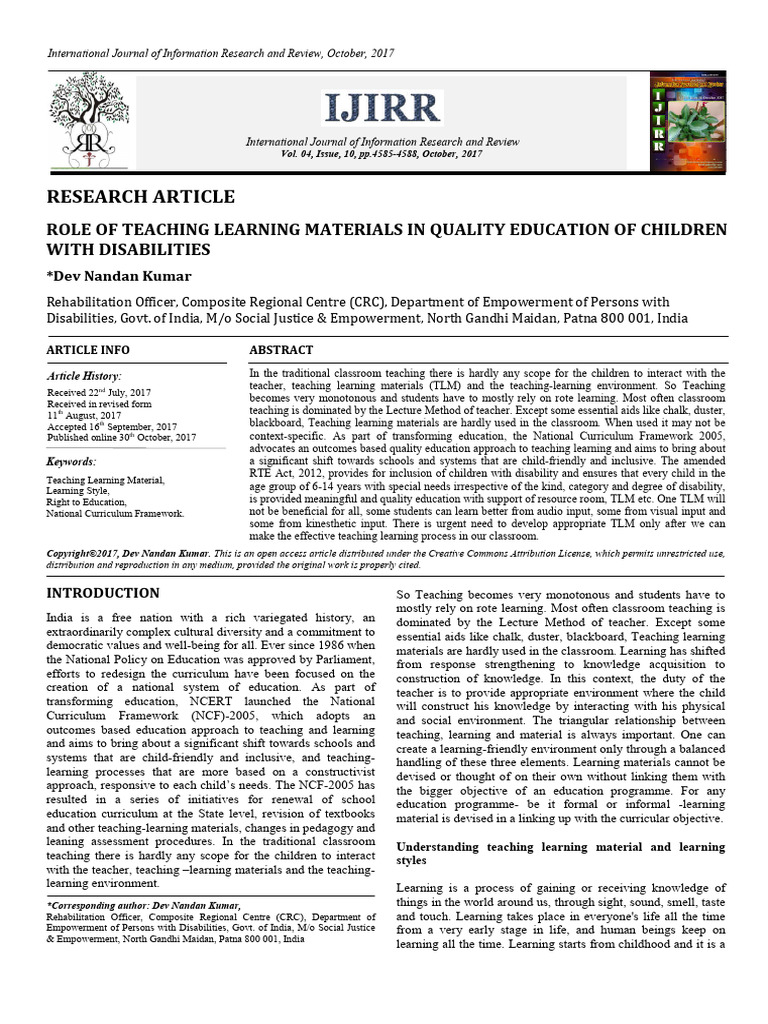 Teaching Materials for Disabled Education | PDF | Learning Styles ...