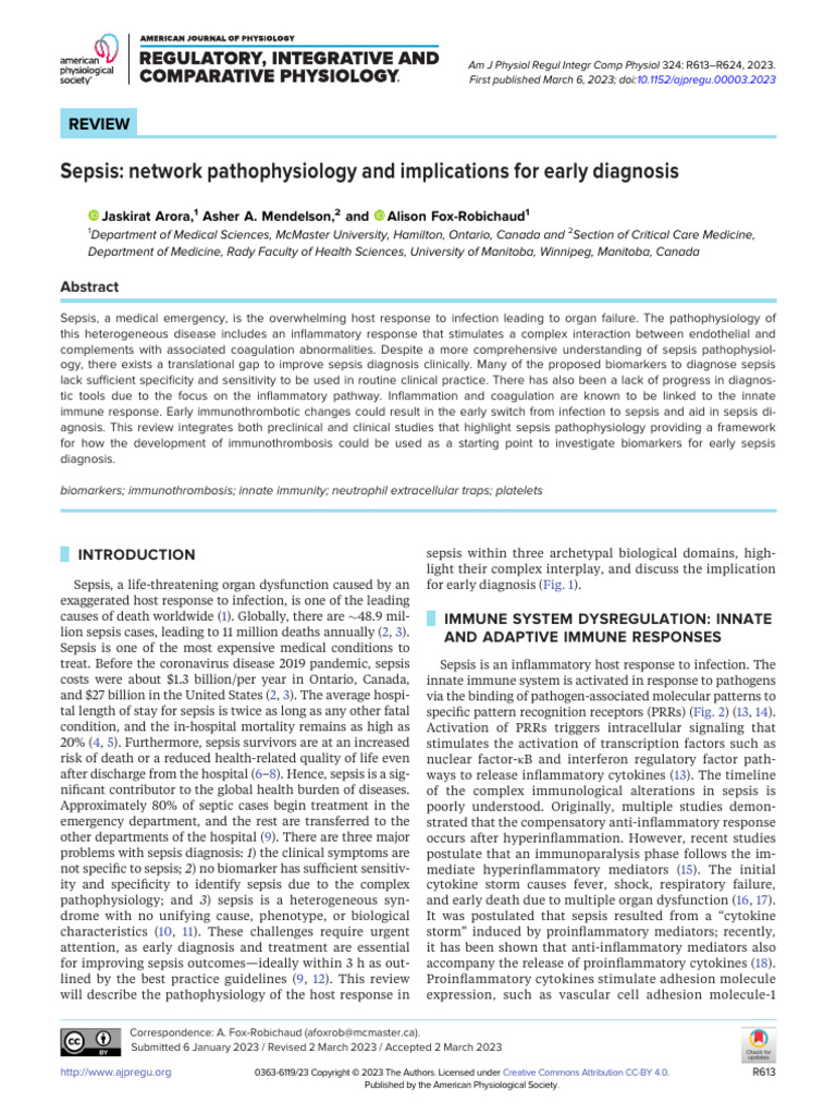 Sepsis Pathophysiology and Diagnosis Insights | PDF | Coagulation ...