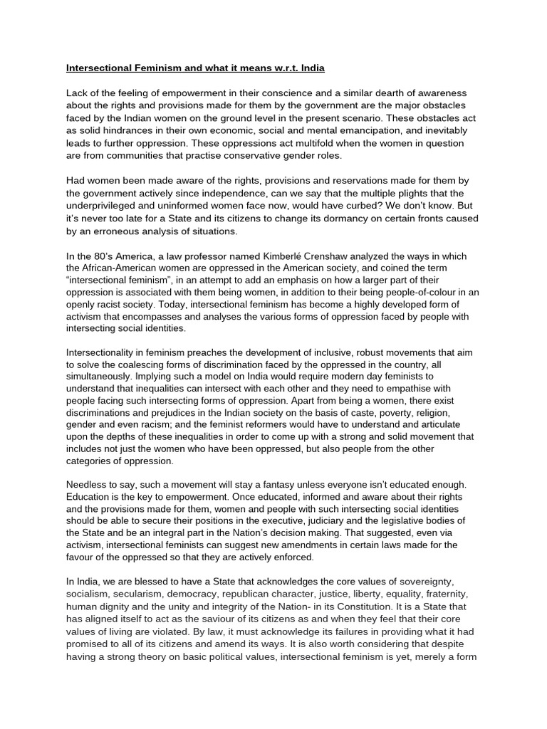 Intersectional Feminism | PDF | Intersectionality | Gender Studies