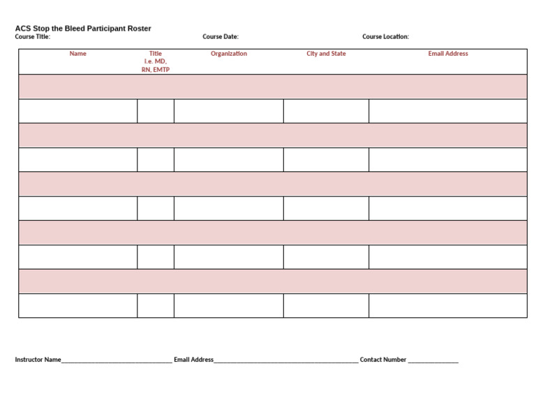 Stop the Bleed Instructor Roster | PDF