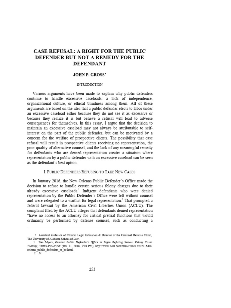 Public Defenders and Case Refusal Ethics | PDF | Public Defender ...