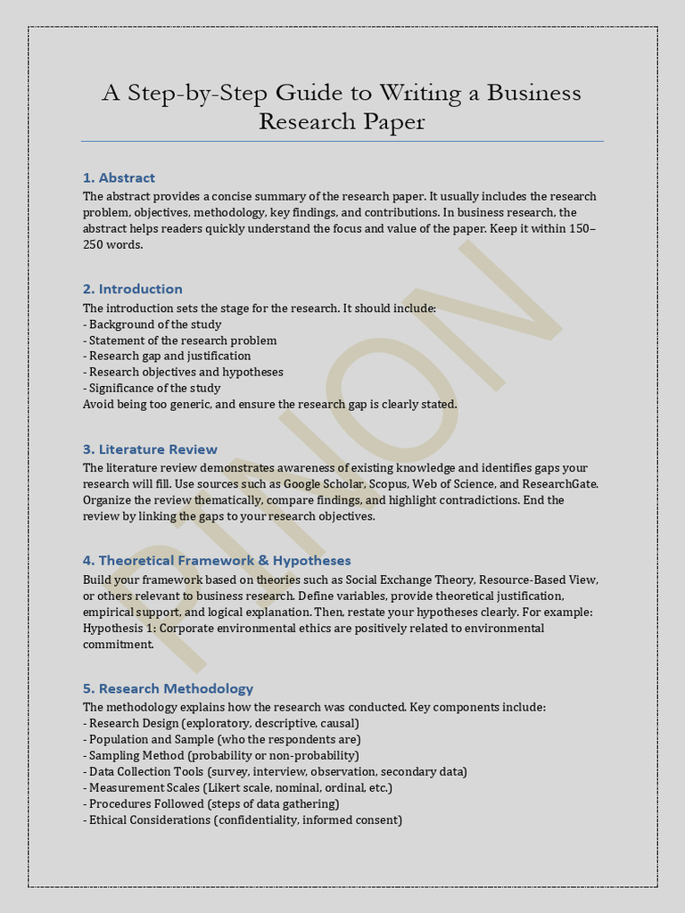 Business Research Paper Guidelines | PDF | Methodology | Hypothesis
