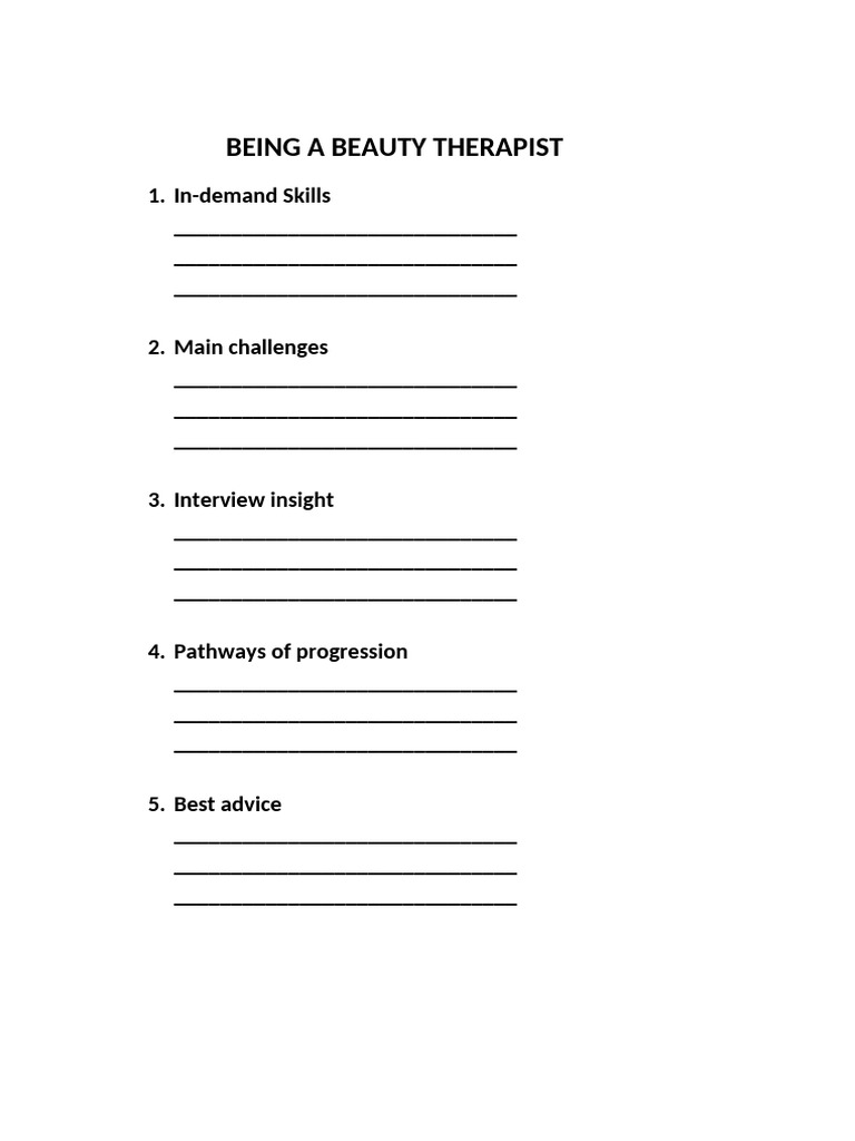 Being A Beauty Therapist | PDF