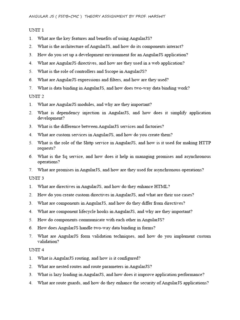 AngularJS Theory Assignment Overview | PDF | Angular Js | Software ...
