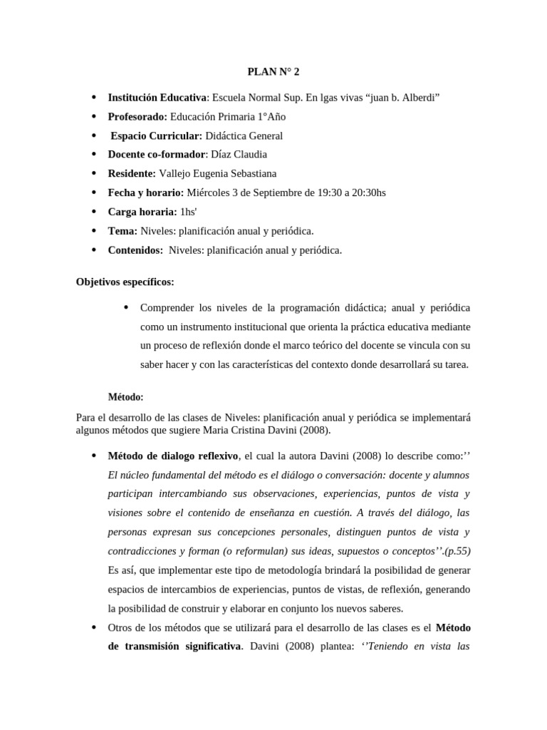 Planificación Didáctica Anual 1° Año | PDF | Plan de estudios | Enseñando