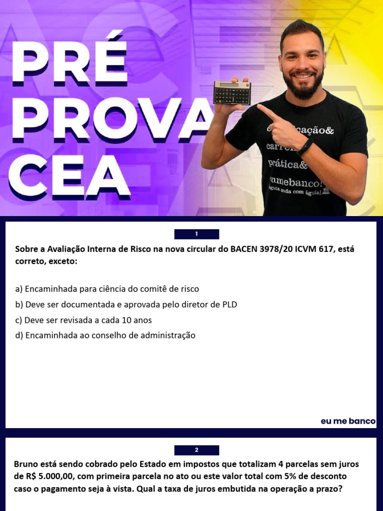 Pré Prova Cea Eu Me Banco | PDF | Juros | Serviços financeiros