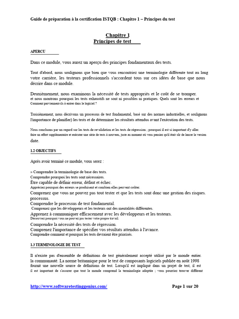 Principes fondamentaux des tests ISTQB | PDF | Test de logiciel ...