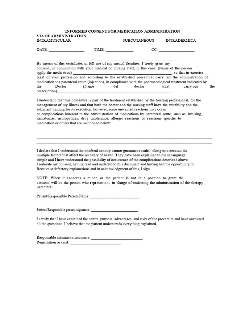 Informed Consent for Injection Therapy | PDF | Informed Consent | Therapy