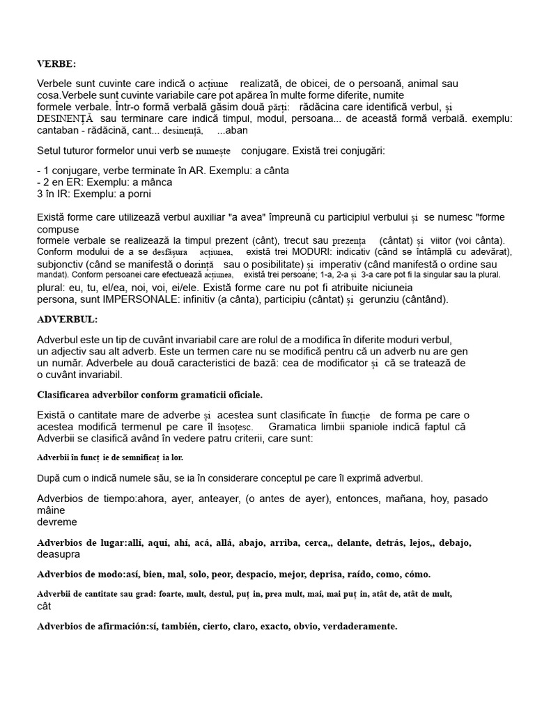 Ce Sunt Verbele, Adverbele, Adjectivul, Propoziția, Conjuncția Și ...